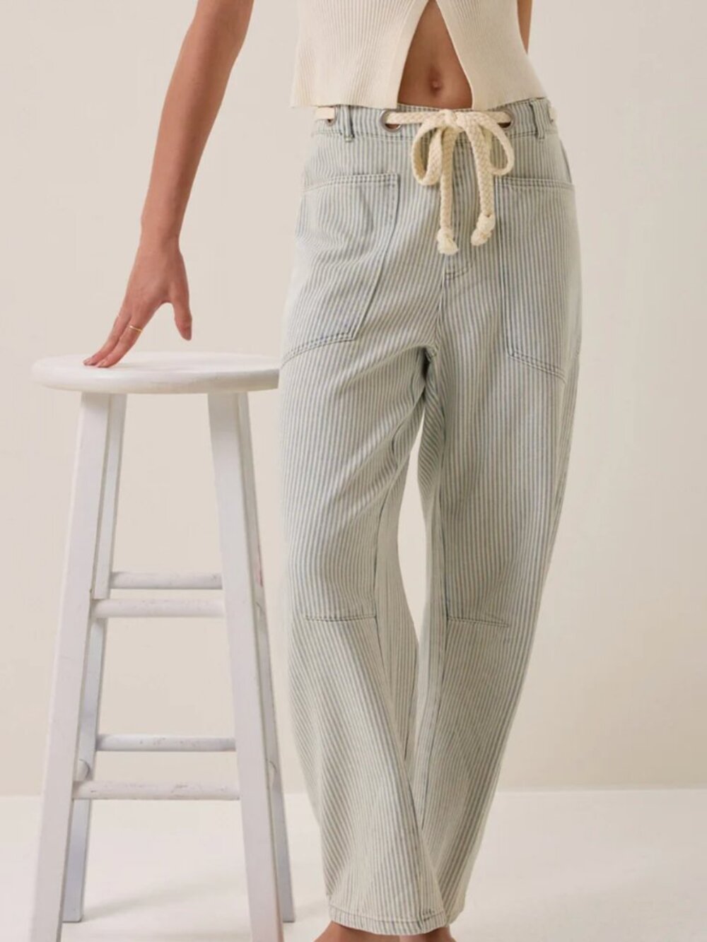 Laine Striped Barrel Jeans